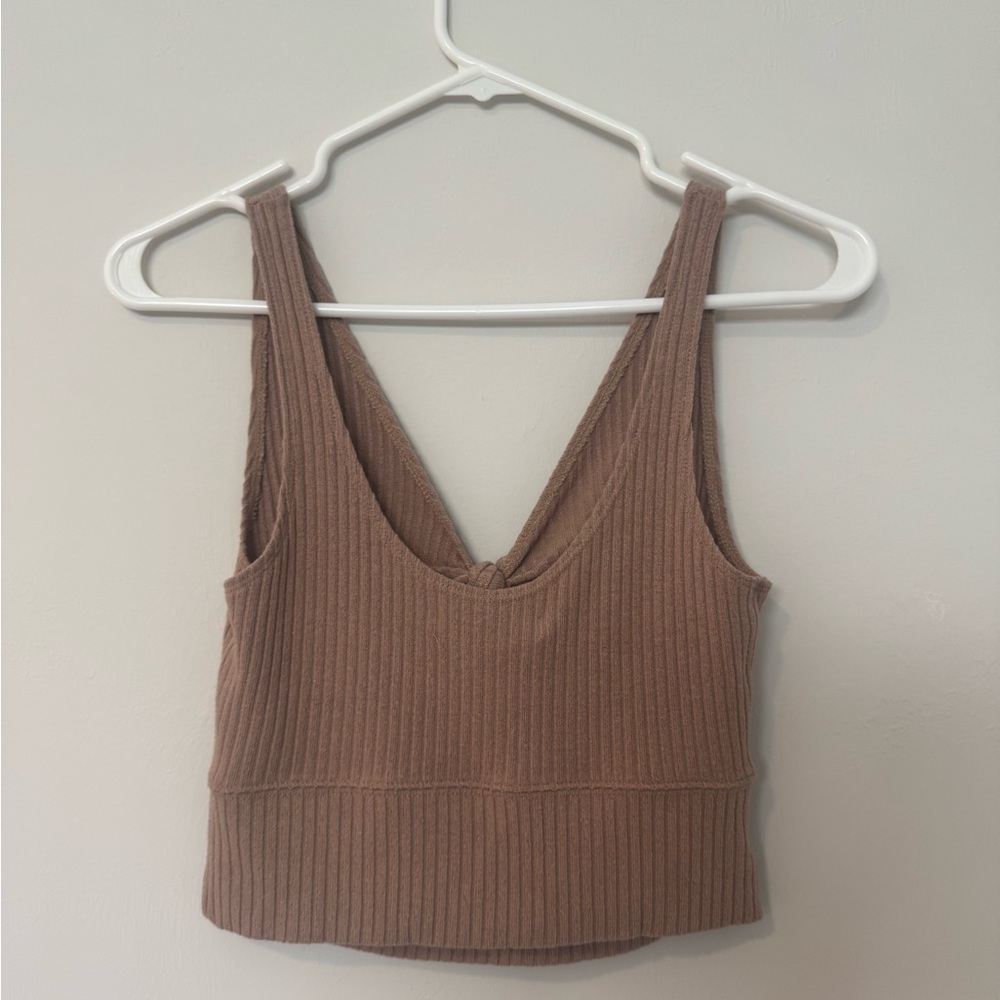A&F Tan Ribbed Sweater Tank Top - Picture 2 of 3